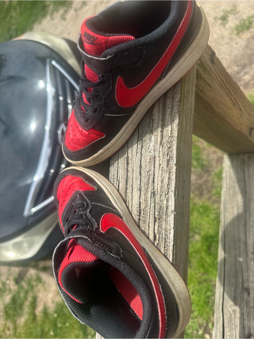 Nike Kids Black and Red High-Top Sneakers